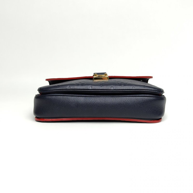 LOUIS VUITTON MetisPochette郵差包墨藍色牛皮金扣2018老花壓紋肩背包-4