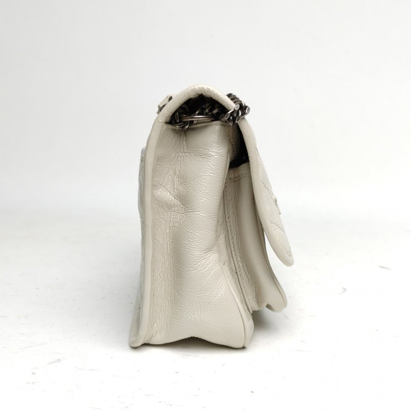 SAINT LAURENT NikiMini21D扣白色牛皮白扣肩背包-3