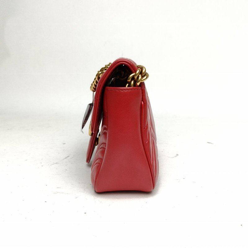 GUCCI GGMarmont肩背包Mini22紅色牛皮金扣肩背包-1