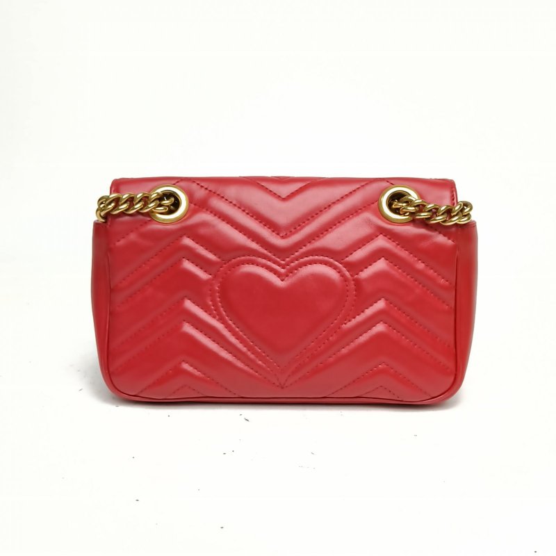 GUCCI GGMarmont肩背包Mini22紅色牛皮金扣肩背包-2