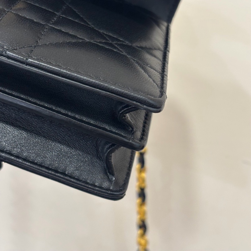 【極致優雅】Dior Miss Caro 黑色羊皮金釦鏈帶包 (中號/18cm)｜近全新 附購證正本｜專櫃在售10萬-6