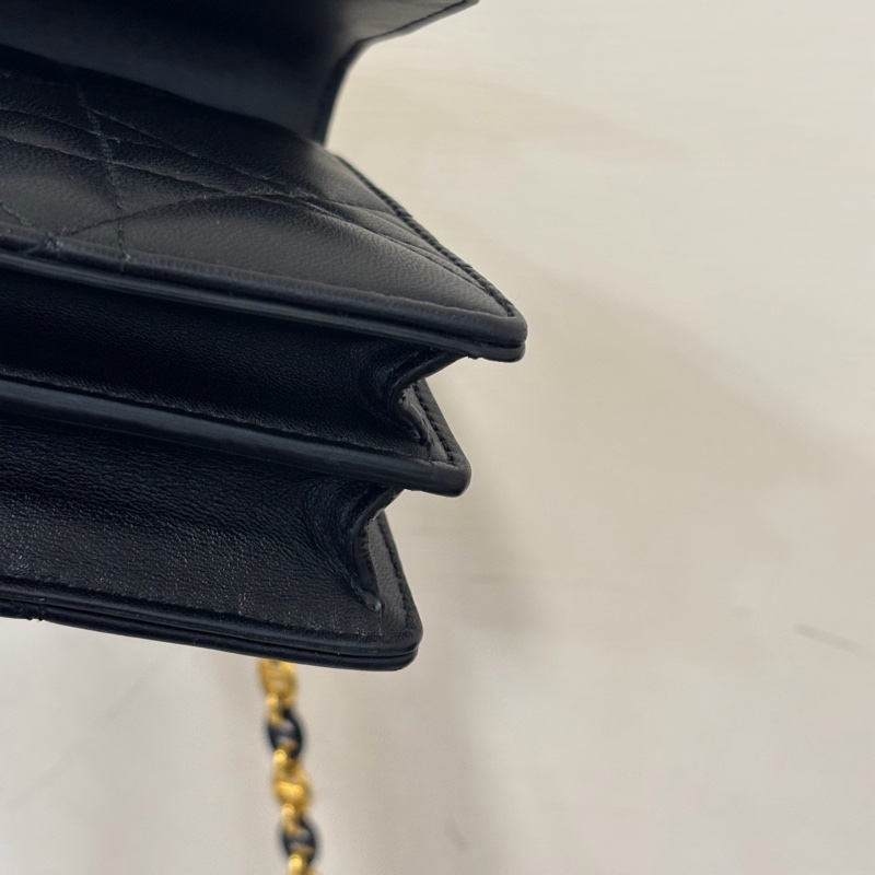 【極致優雅】Dior Miss Caro 黑色羊皮金釦鏈帶包 (中號/18cm)｜近全新 附購證正本｜專櫃在售10萬-8