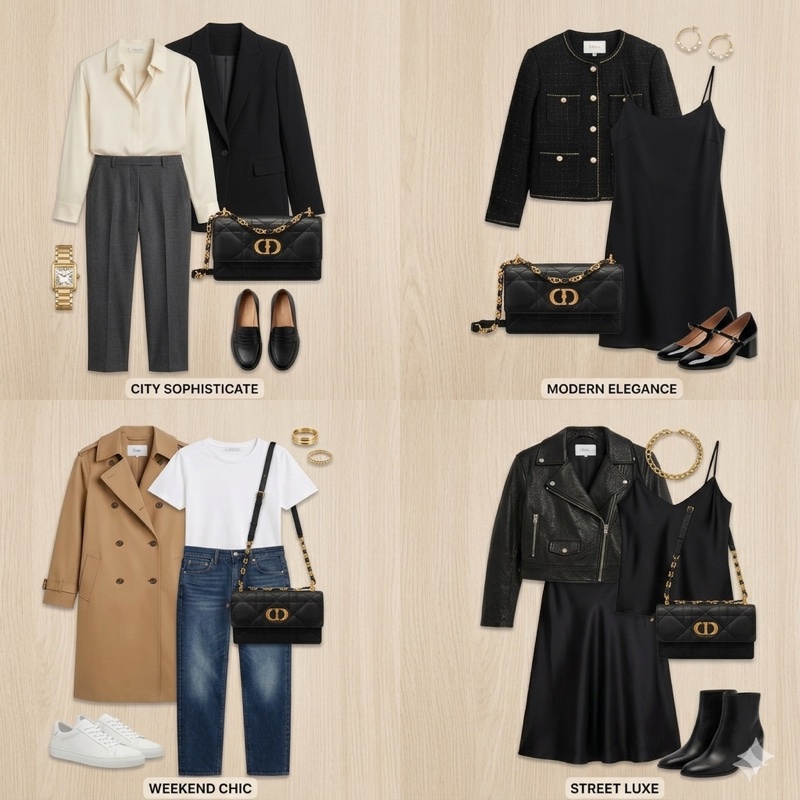 【極致優雅】Dior Miss Caro 黑色羊皮金釦鏈帶包 (中號/18cm)｜近全新 附購證正本｜專櫃在售10萬-9