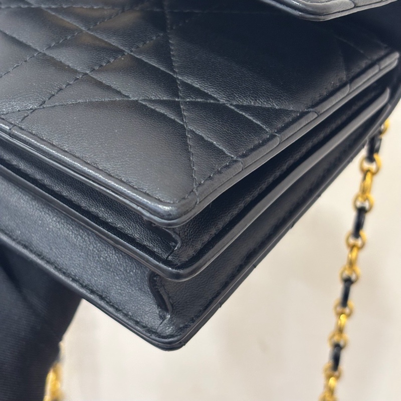 【極致優雅】Dior Miss Caro 黑色羊皮金釦鏈帶包 (中號/18cm)｜近全新 附購證正本｜專櫃在售10萬-20