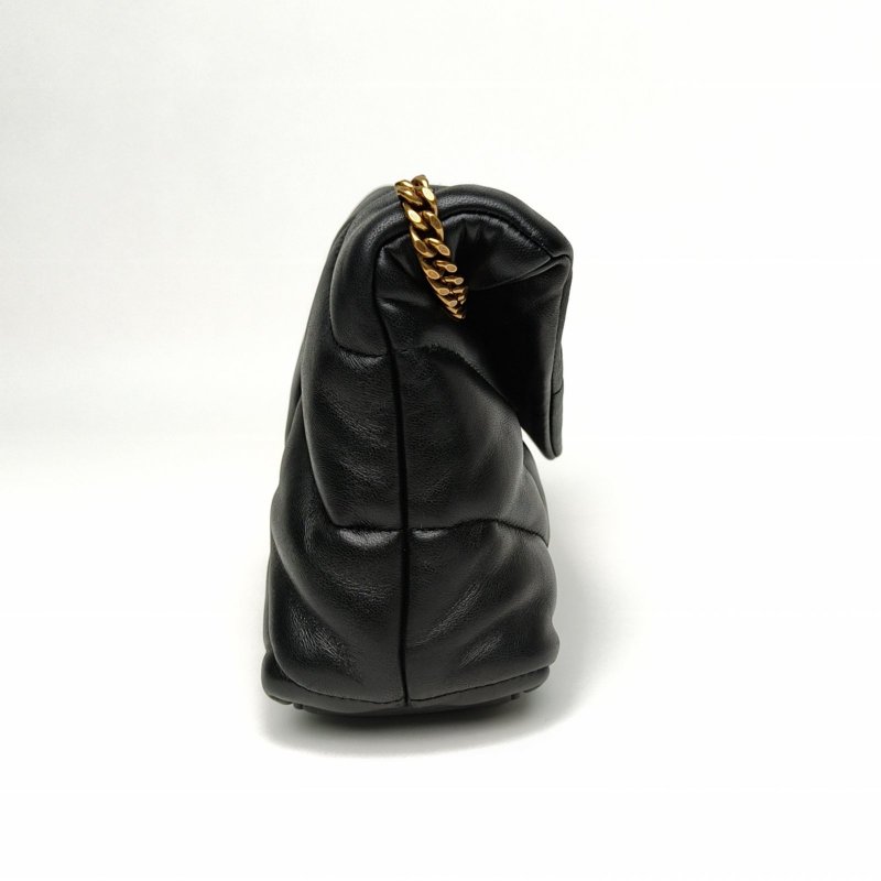 SAINT LAURENT Puffer雲朵包Mini23黑色羊皮金扣肩背包-1