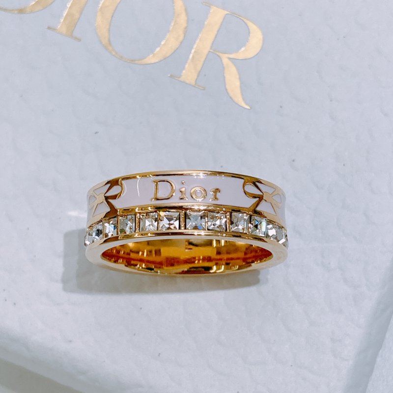 TW4813	Dior 迪奧蝴蝶結圓形戒指 Night Code Ring L Size Crystals and Rose Songe Lacquer-1
