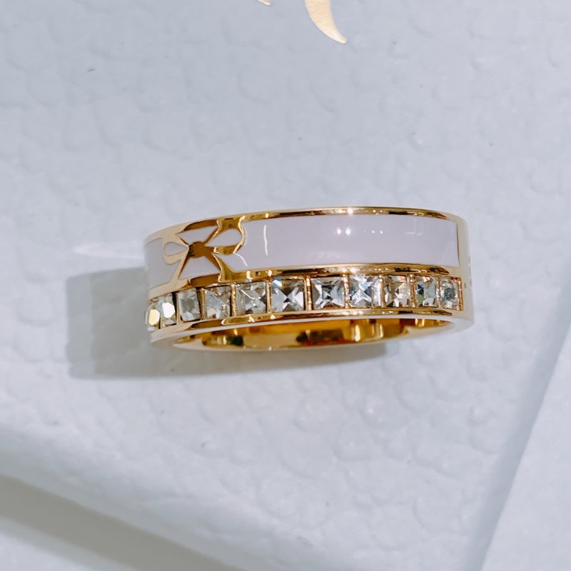 TW4813	Dior 迪奧蝴蝶結圓形戒指 Night Code Ring L Size Crystals and Rose Songe Lacquer-4