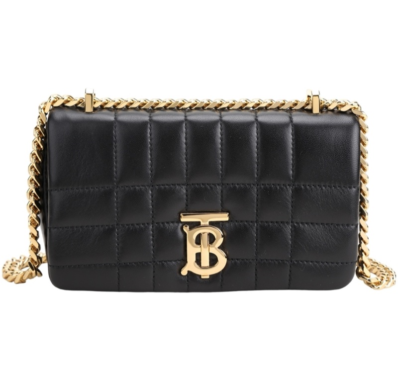 BURBERRY 巴寶莉 Mini Lola 金屬LOGO格紋車線小羊皮迷你翻蓋斜背包-1