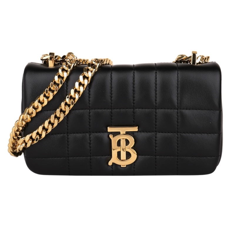 BURBERRY 巴寶莉 Mini Lola 金屬LOGO格紋車線小羊皮迷你翻蓋斜背包-2