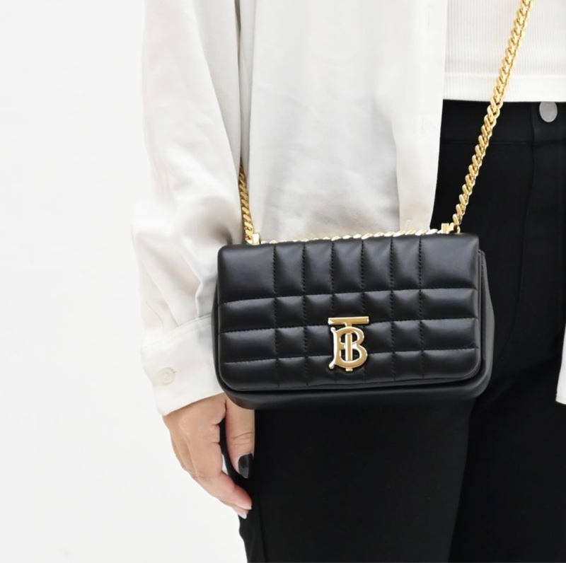 BURBERRY 巴寶莉 Mini Lola 金屬LOGO格紋車線小羊皮迷你翻蓋斜背包-7