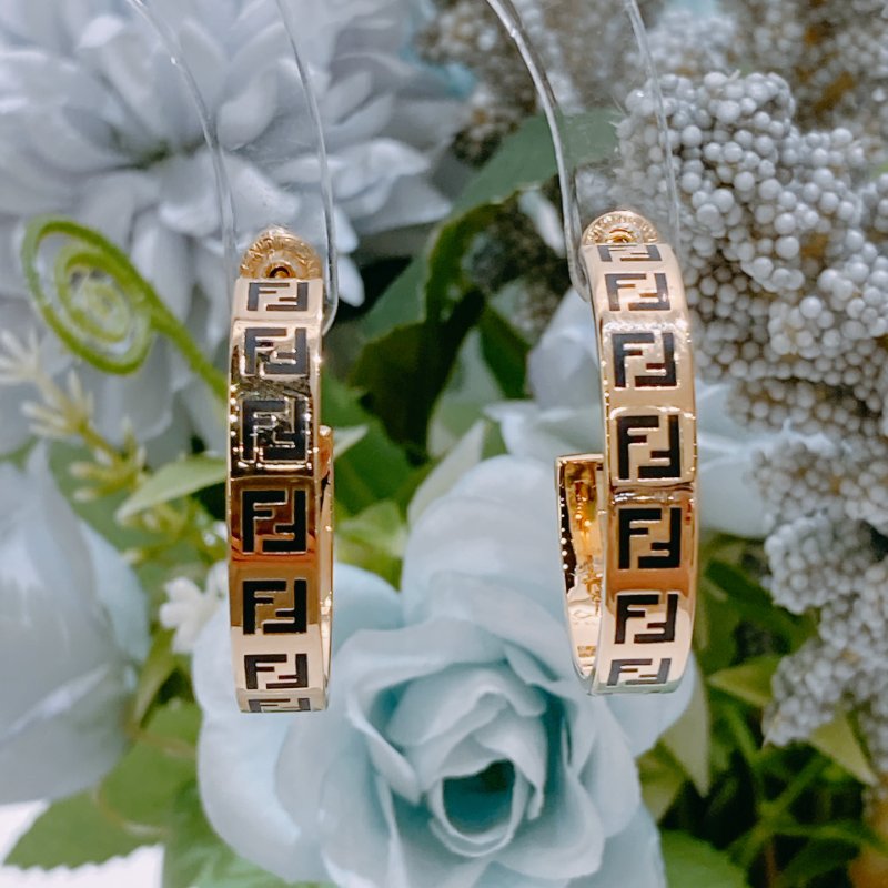 TW4817	Fendi 芬迪FF字耳環 FF Logo Circle Earrings GHW-6