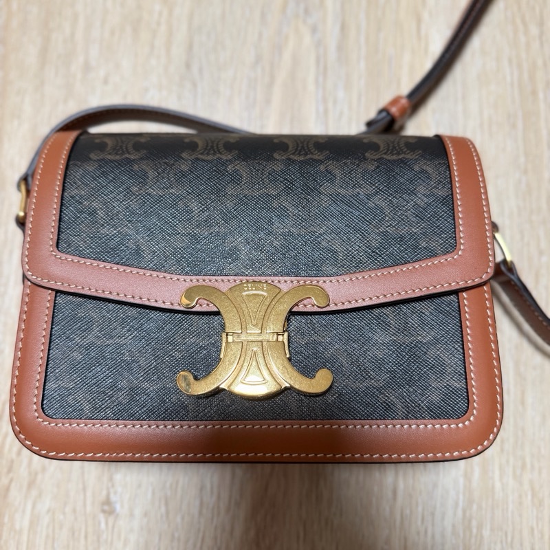 極新Celine-TEEN TRIOMPHE標誌印花及牛皮革手袋-0