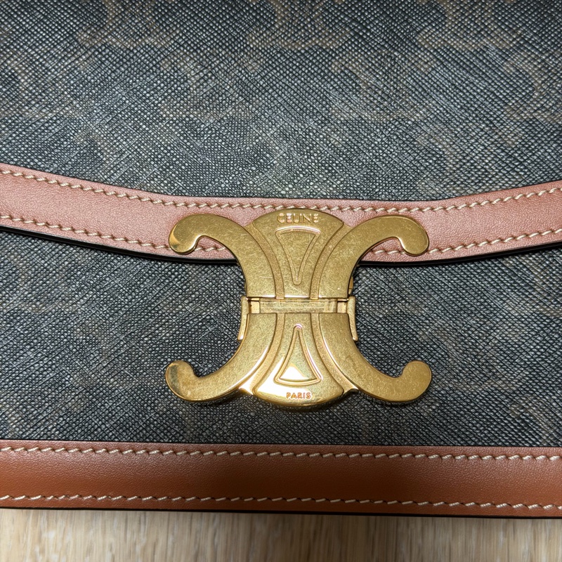 極新Celine-TEEN TRIOMPHE標誌印花及牛皮革手袋-1