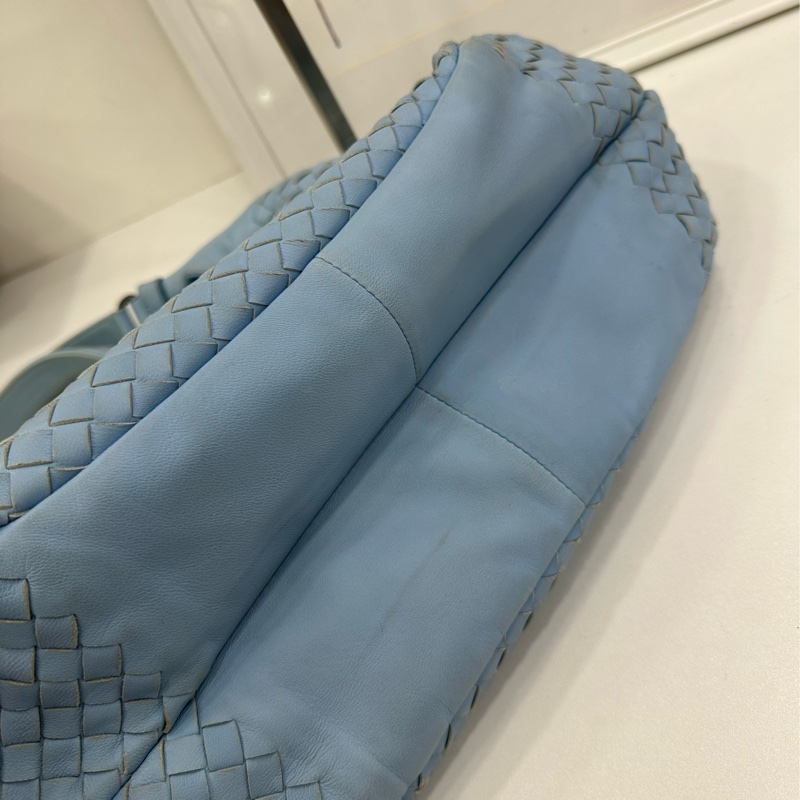 BV 葆蝶家/Bottega Veneta 淺藍色經典編織Hobo包 餃子包-4