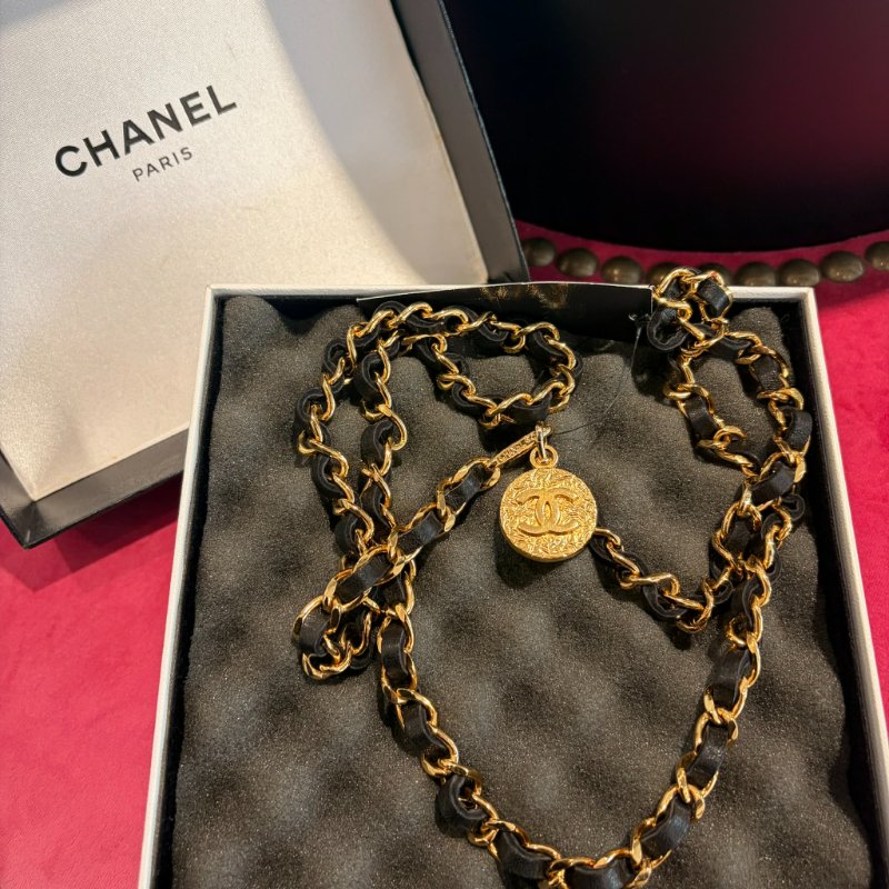 CHANEL 皮穿鏈金幣腰鏈-2