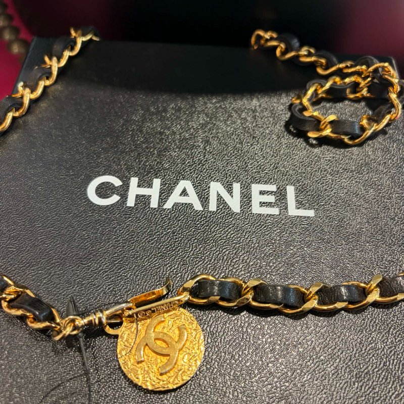 CHANEL 皮穿鏈金幣腰鏈-3