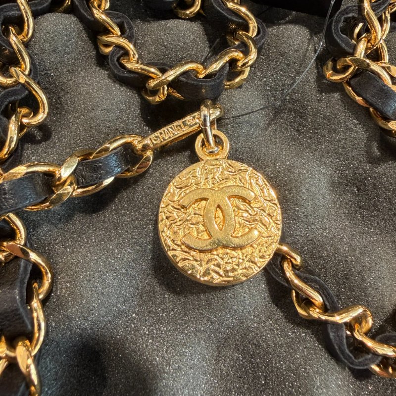 CHANEL 皮穿鏈金幣腰鏈-4