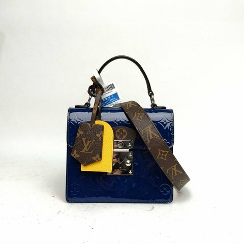LOUIS VUITTON SpringStreet手提包拼色漆皮/PVC/EPI水波紋牛皮銀扣2019肩背包