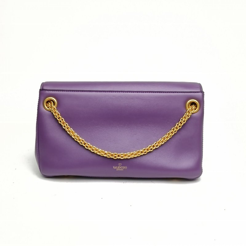 VALENTINO 紫色羊皮金扣VLogo單肩斜跨包肩背包-2
