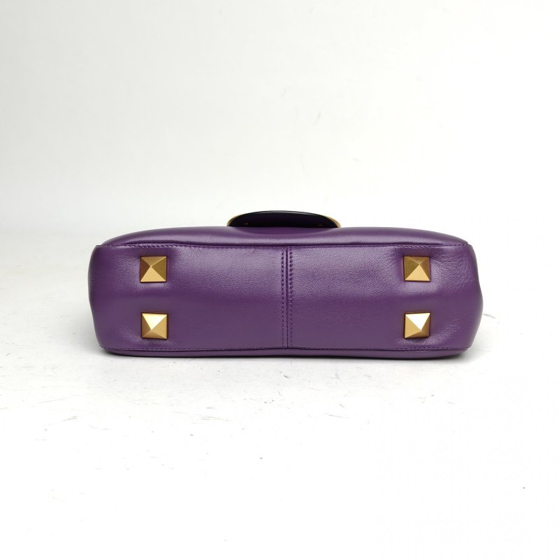 VALENTINO 紫色羊皮金扣VLogo單肩斜跨包肩背包-4