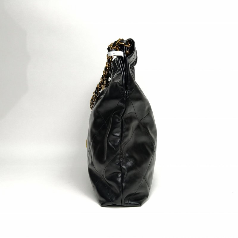 CHANEL 22BagTote托特包中號35黑色牛皮晶片開金扣肩背包-1