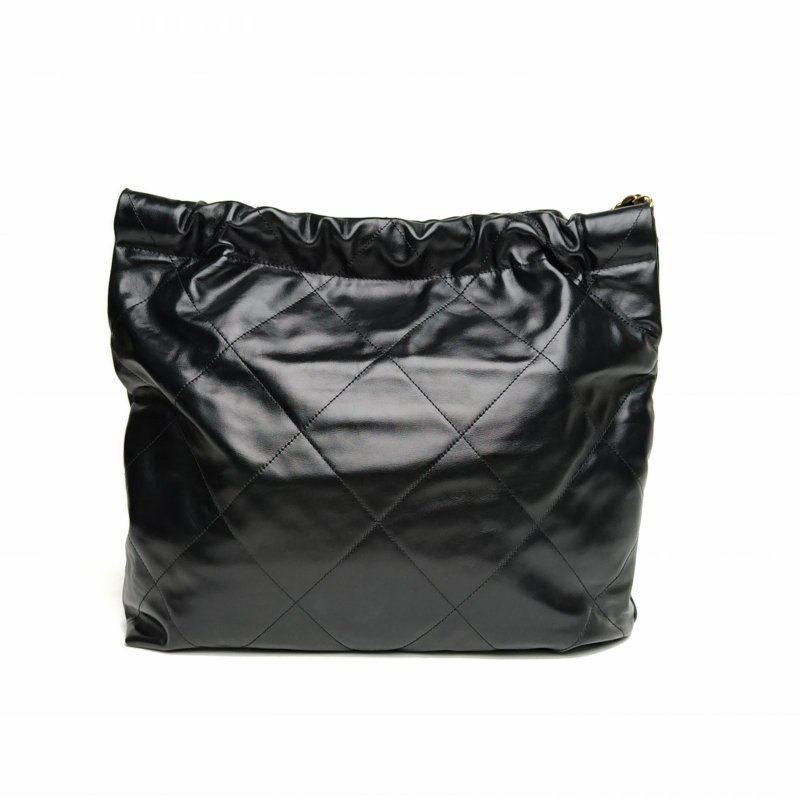 CHANEL 22BagTote托特包中號35黑色牛皮晶片開金扣肩背包-2