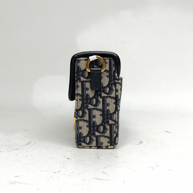 DIOR 30Montaigne蒙田Box藍色帆布金扣2021Oblique印花肩背包-1