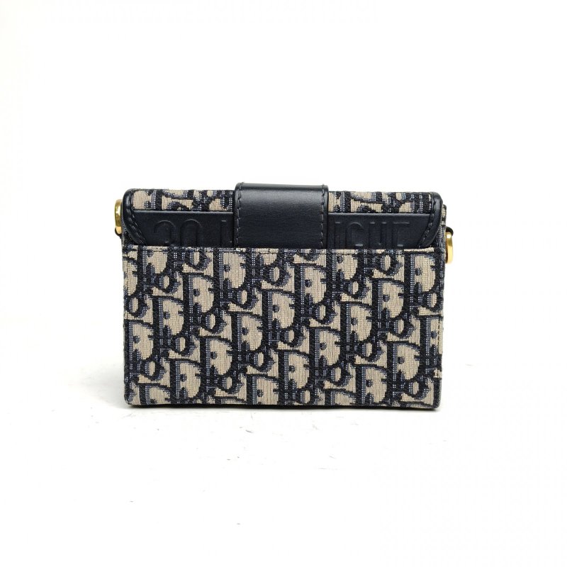 DIOR 30Montaigne蒙田Box藍色帆布金扣2021Oblique印花肩背包-2