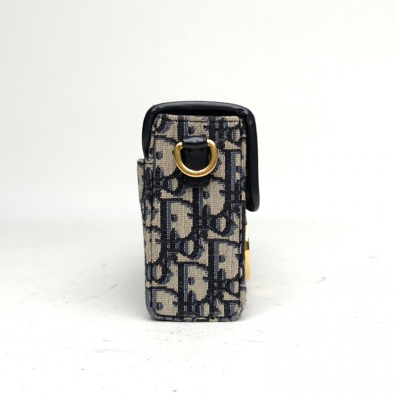 DIOR 30Montaigne蒙田Box藍色帆布金扣2021Oblique印花肩背包-3