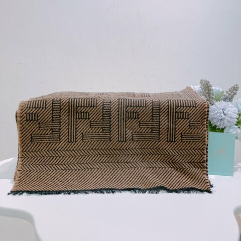 TW4815	Fendi 芬迪FF字經典圍巾 FF Monogram 180 x 35cm Wool And Silk Scarf Brown