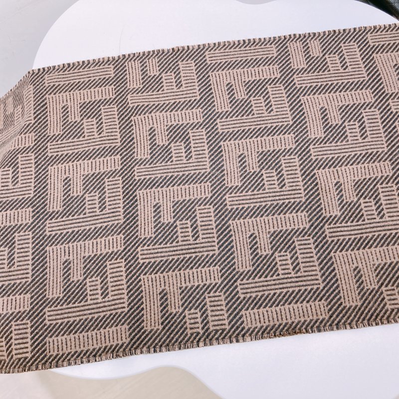 TW4815	Fendi 芬迪FF字經典圍巾 FF Monogram 180 x 35cm Wool And Silk Scarf Brown-3