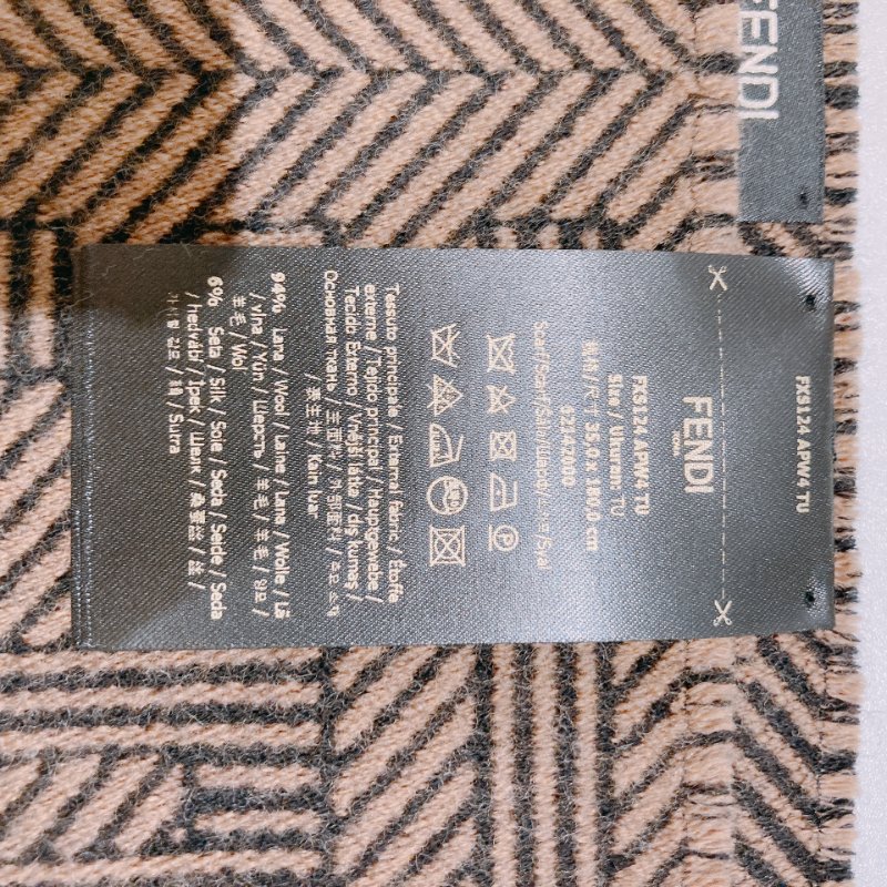 TW4815	Fendi 芬迪FF字經典圍巾 FF Monogram 180 x 35cm Wool And Silk Scarf Brown-4