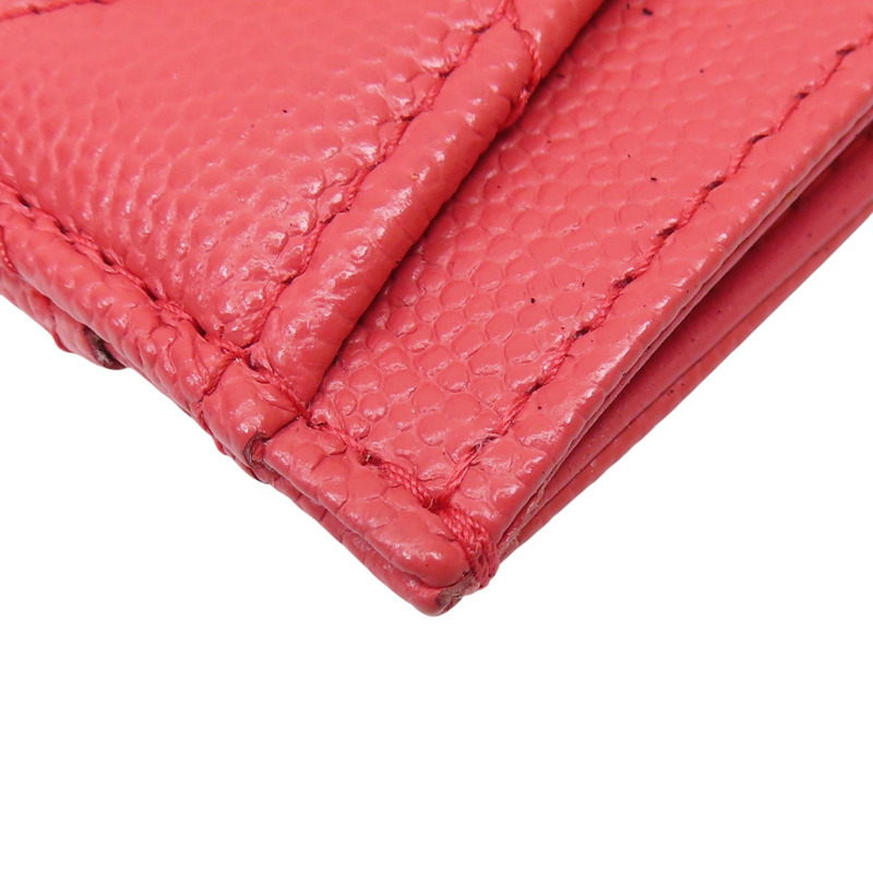 橘紅色 菱格紋 荔枝牛皮 名片夾【CHANEL 香奈兒】-11