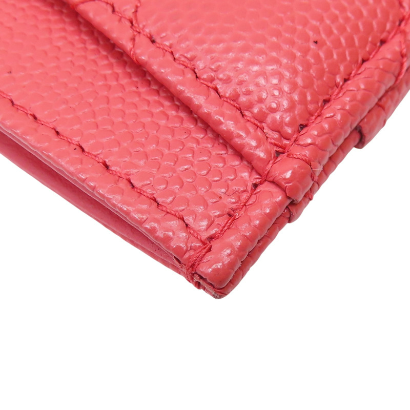 橘紅色 菱格紋 荔枝牛皮 名片夾【CHANEL 香奈兒】-12