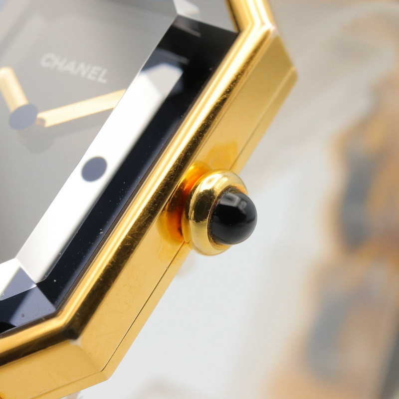 黑色錶盤 鍍金 皮革錶帶 Premiere M 腕錶【CHANEL 香奈兒】 H0001-5