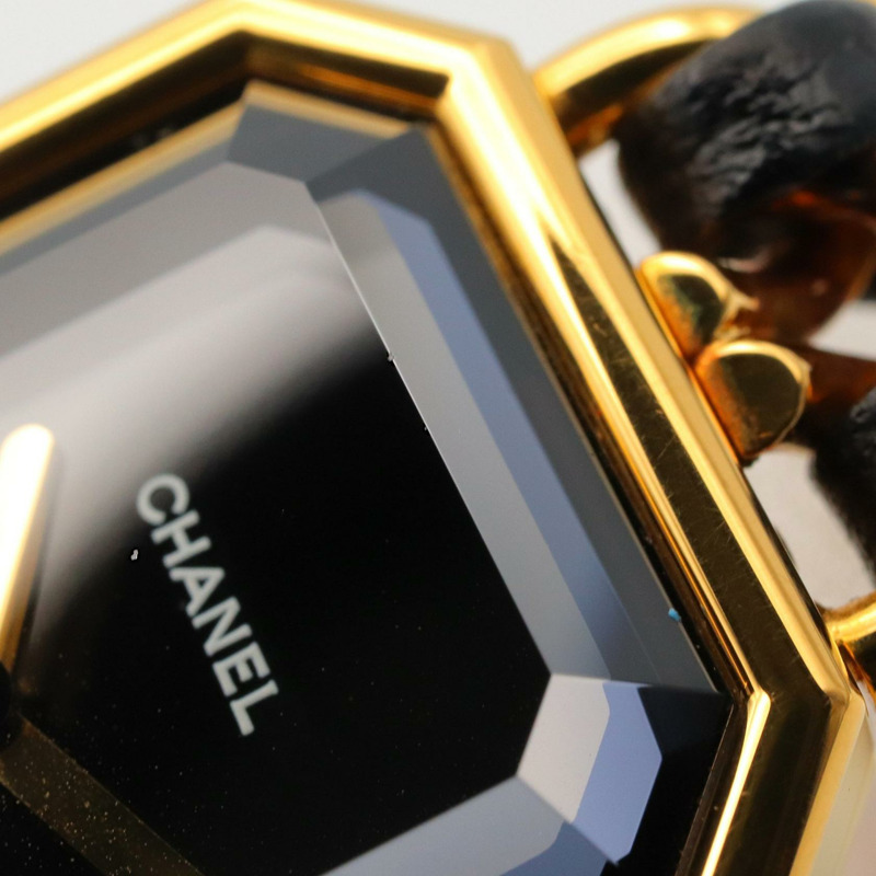 黑色錶盤 鍍金 皮革錶帶 Premiere M 腕錶【CHANEL 香奈兒】 H0001-8