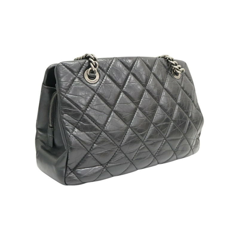 黑色牛皮 Chain 肩背包 無卡【CHANEL 香奈兒】-1