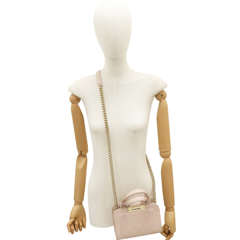 粉色 牛皮 Label Click Mini 兩用包 金釦 (無卡)【CHANEL 香奈兒】 A93731-6