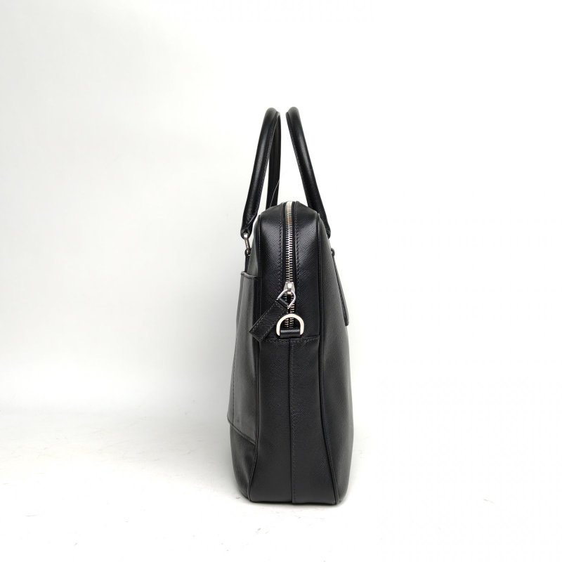 PRADA 黑色牛皮銀扣手提包肩背包-3