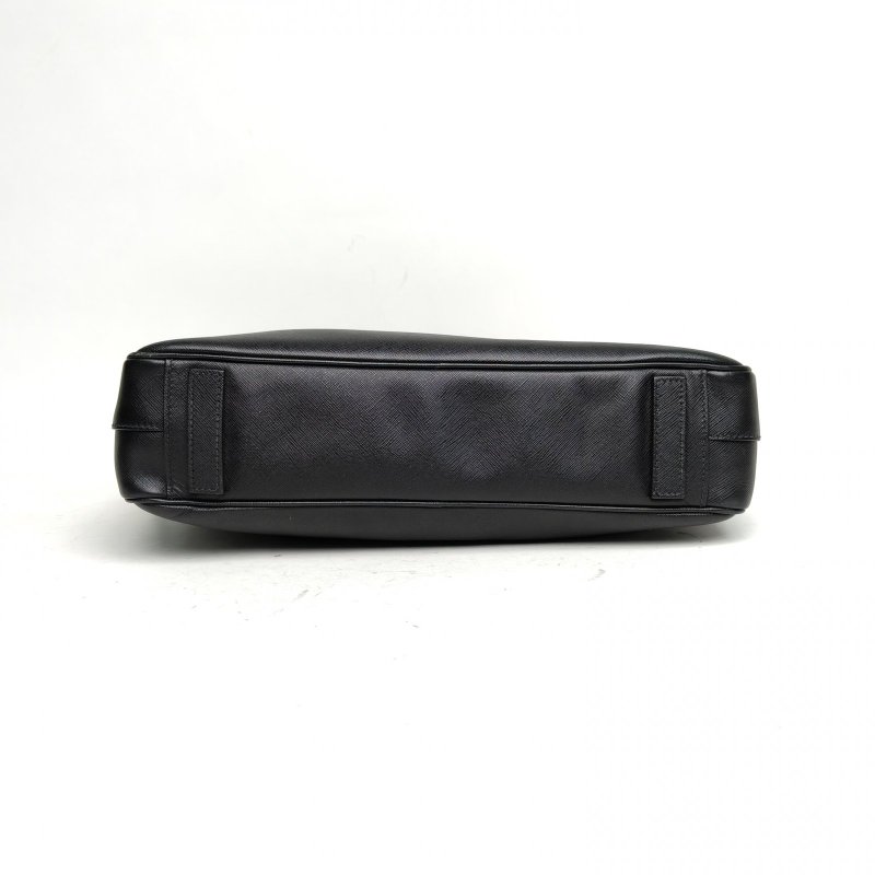 PRADA 黑色牛皮銀扣手提包肩背包-4