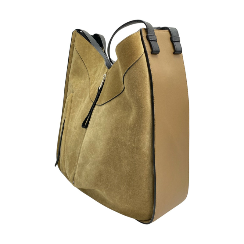 棕色 牛皮 絨面革 Hammock Tote Bag 肩背包【LOEWE 羅威】 A538H02X01-1