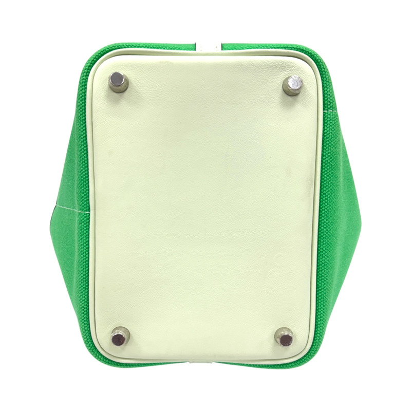 綠色 VERT COMICS Toile 帆布 Swift Picotin Lock Cargo PM 手提包 B刻 【HERMES 愛馬仕】-3