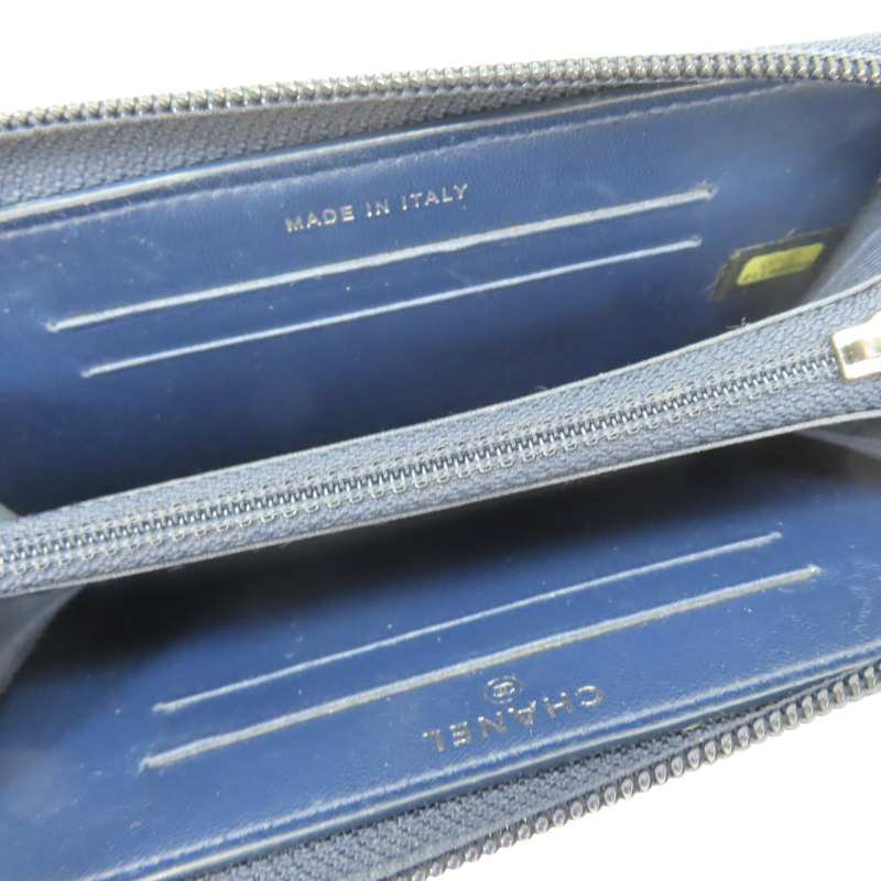 藍色 羊皮 Boy 拉鍊中夾 銀釦 (無卡)【CHANEL 香奈兒】-2