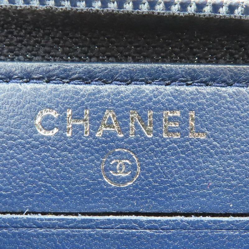 藍色 羊皮 Boy 拉鍊中夾 銀釦 (無卡)【CHANEL 香奈兒】-5