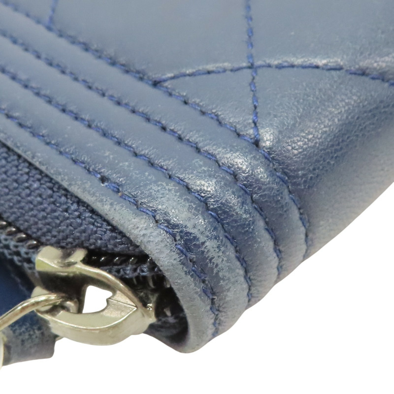 藍色 羊皮 Boy 拉鍊中夾 銀釦 (無卡)【CHANEL 香奈兒】-9