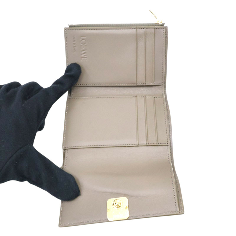 灰色 牛皮 Anagram small vertical 三折短夾【LOEWE 羅威】 C821S33X121-2