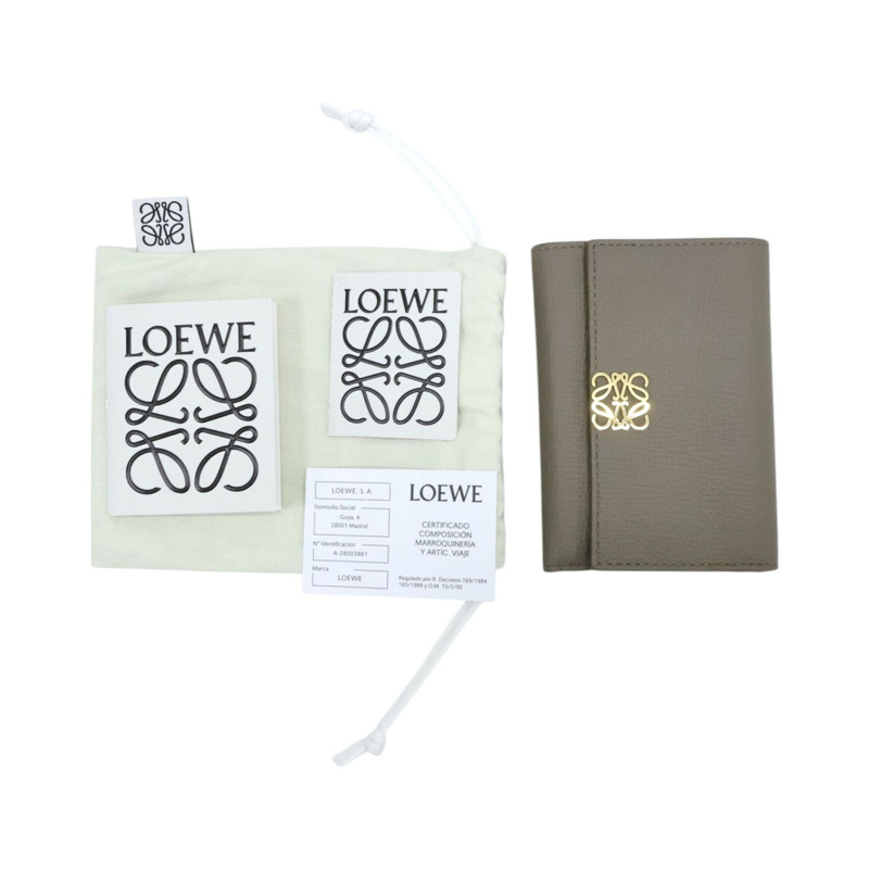 灰色 牛皮 Anagram small vertical 三折短夾【LOEWE 羅威】 C821S33X121-10
