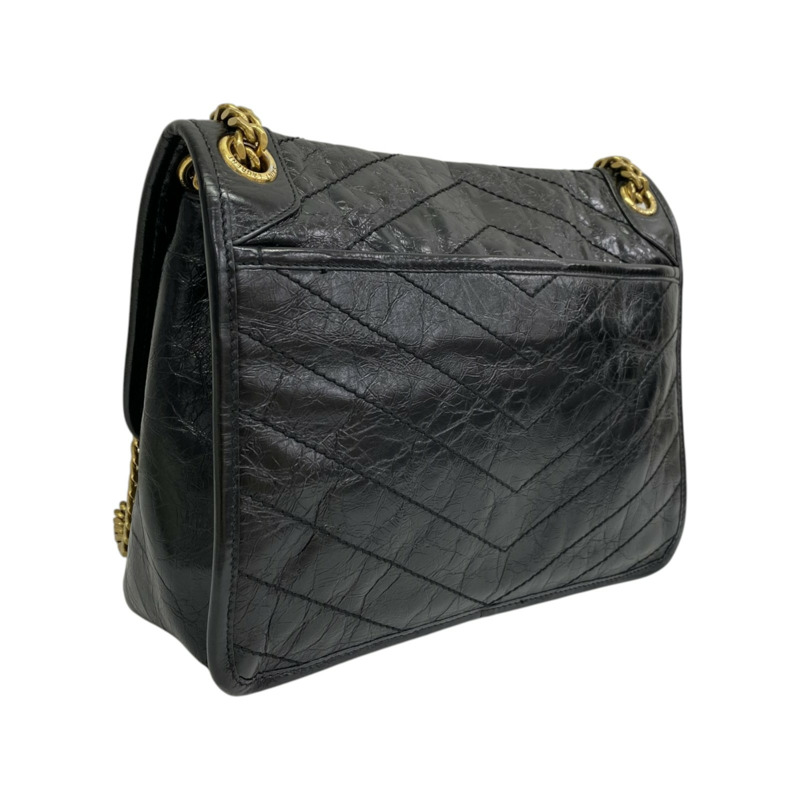 黑色 牛皮 NIKI 復古 中型 肩背包【SAINT LAURENT YSL 聖羅蘭】 6331840-1