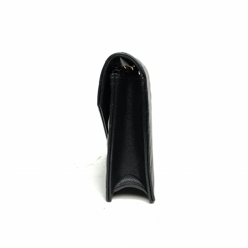 SAINT LAURENT CASSANDRA信封腋下包Woc19V紋黑色牛皮銀扣肩背包-1