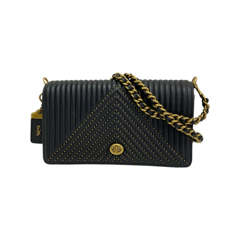 黑色 牛皮 Dinky with Quilting and Rivets 肩背包【COACH 寇馳】 22789